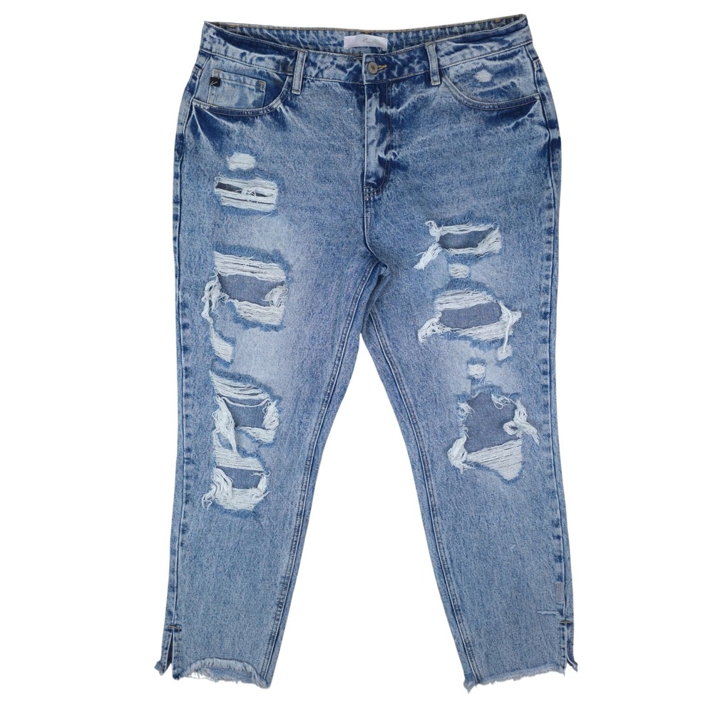KanCan Jeans Womens 15/31 Amy High Rise Mom Fit Acid Wash Distressed‎ Ankle Y2K